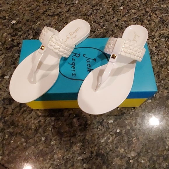 Jack Rogers Tinsley White Jelly Thong Sandals - Picture 2 of 4
